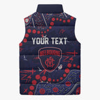 Personalized Melbourne Demons Sleeveless Puffer Jacket Aboriginal Pattern with Graffiti Style