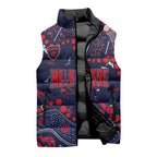 Personalized Melbourne Demons Sleeveless Puffer Jacket Aboriginal Pattern with Graffiti Style