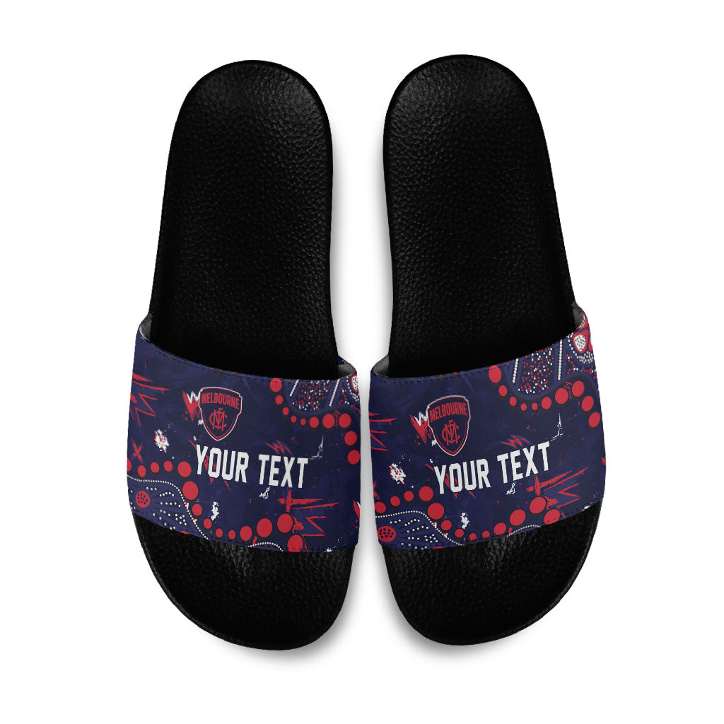 Personalized Melbourne Demons Slide Sandals Aboriginal Pattern with Graffiti Style