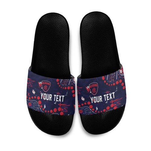 Personalized Melbourne Demons Slide Sandals Aboriginal Pattern with Graffiti Style