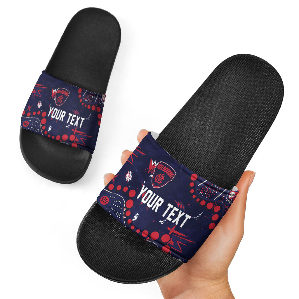 Personalized Melbourne Demons Slide Sandals Aboriginal Pattern with Graffiti Style