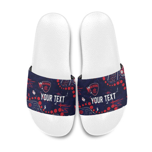 Personalized Melbourne Demons Slide Sandals Aboriginal Pattern with Graffiti Style