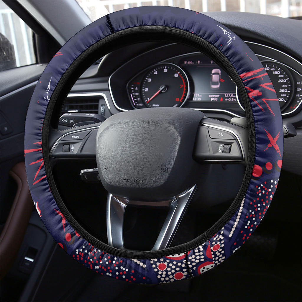 Melbourne Demons Steering Wheel Cover Aboriginal Pattern with Graffiti Style