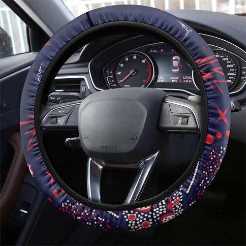 Melbourne Demons Steering Wheel Cover Aboriginal Pattern with Graffiti Style