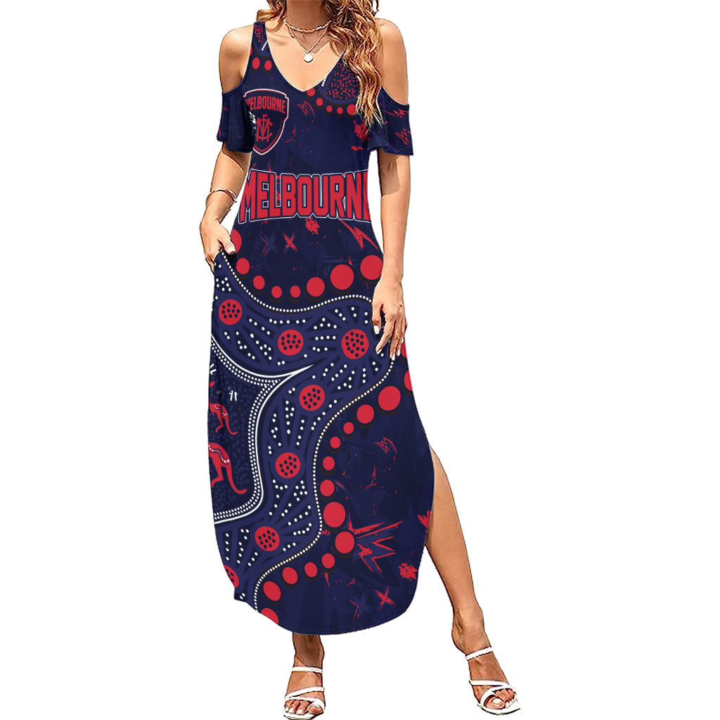 Personalized Melbourne Demons Summer Maxi Dress Aboriginal Pattern with Graffiti Style