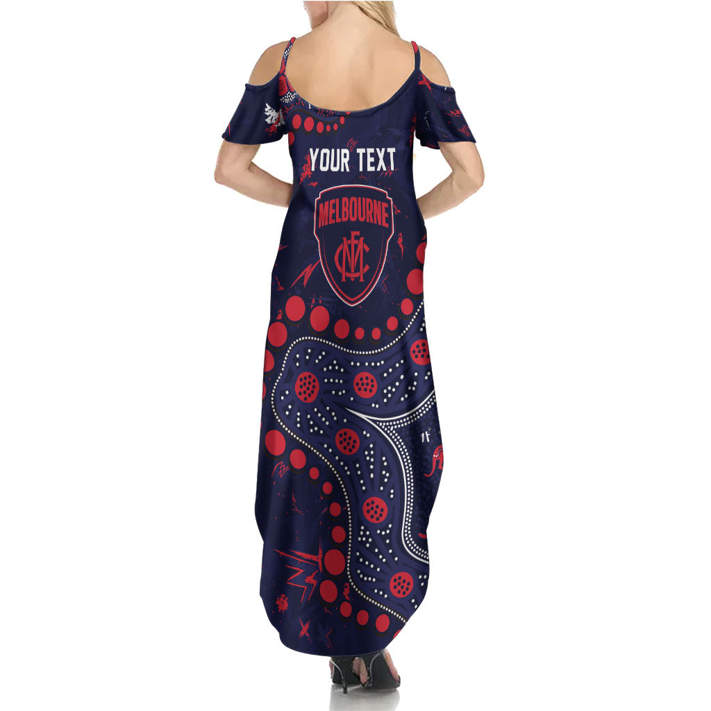 Personalized Melbourne Demons Summer Maxi Dress Aboriginal Pattern with Graffiti Style