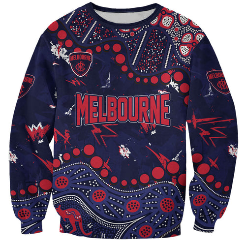 Personalized Melbourne Demons Sweatshirt Aboriginal Pattern with Graffiti Style