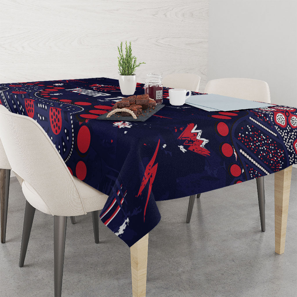 Personalized Melbourne Demons Tablecloth Aboriginal Pattern with Graffiti Style