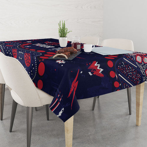 Personalized Melbourne Demons Tablecloth Aboriginal Pattern with Graffiti Style