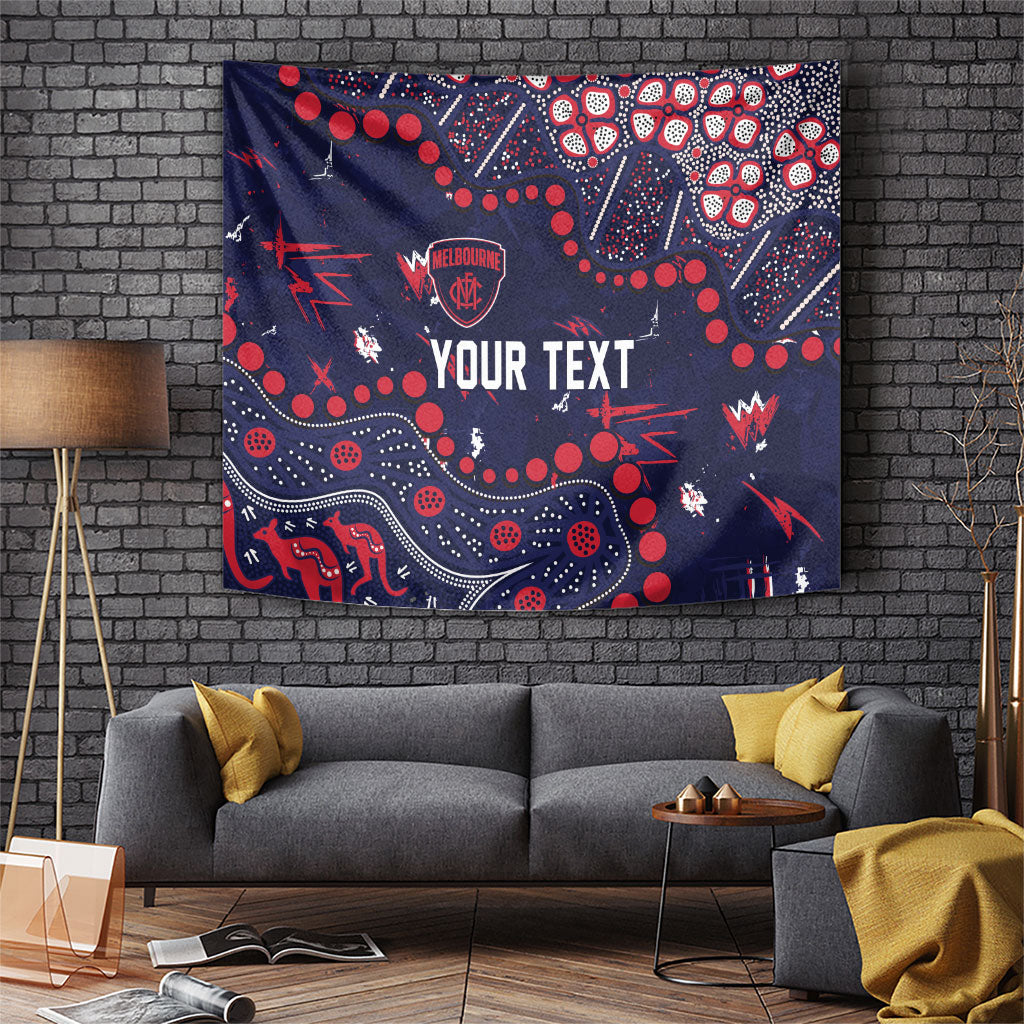 Personalized Melbourne Demons Tapestry Aboriginal Pattern with Graffiti Style