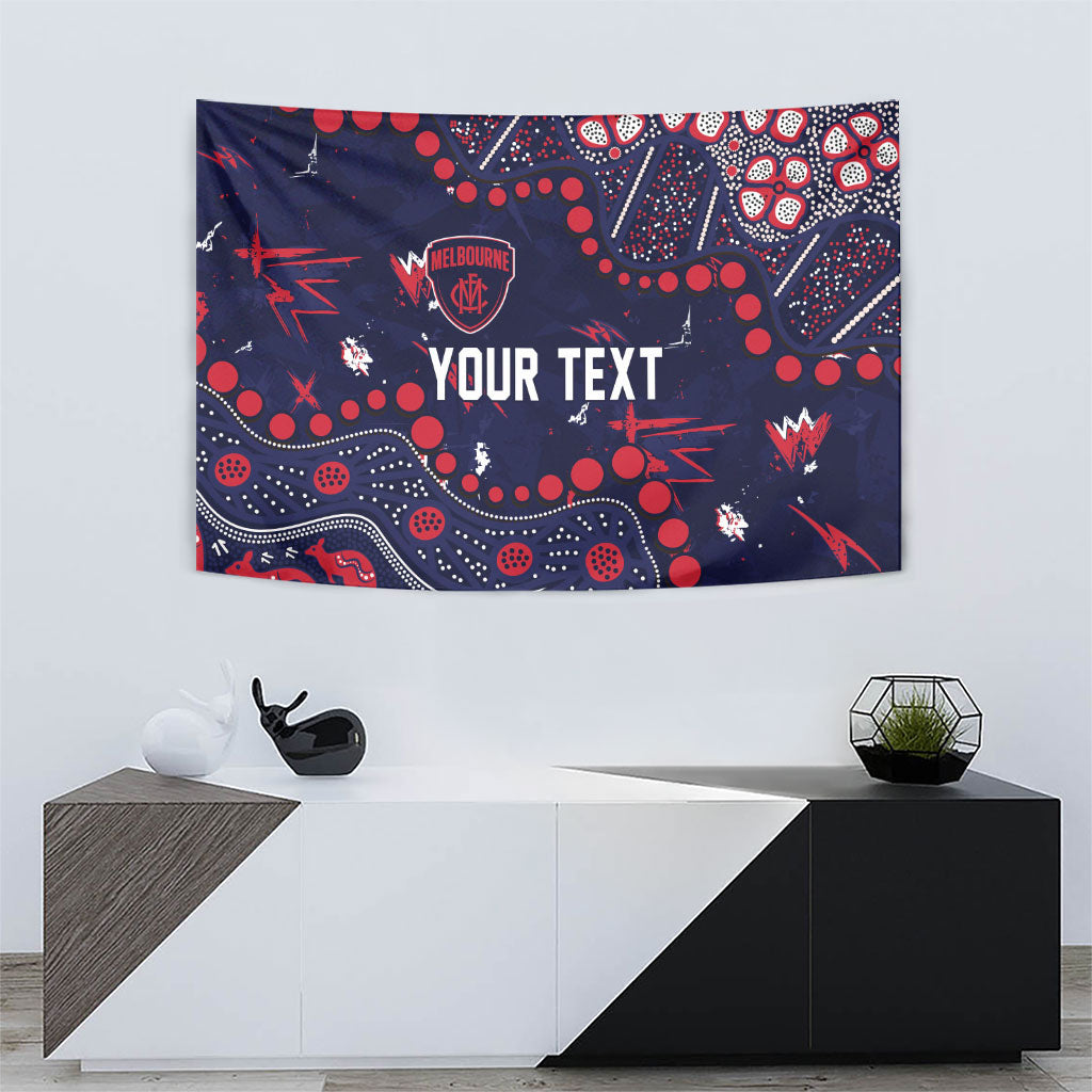 Personalized Melbourne Demons Tapestry Aboriginal Pattern with Graffiti Style