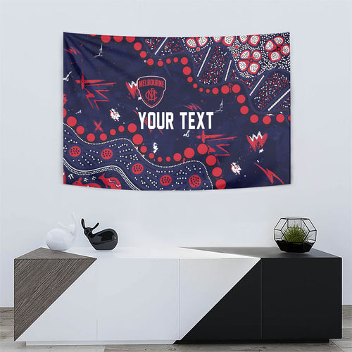 Personalized Melbourne Demons Tapestry Aboriginal Pattern with Graffiti Style