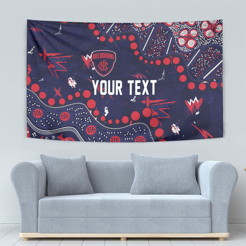 Personalized Melbourne Demons Tapestry Aboriginal Pattern with Graffiti Style