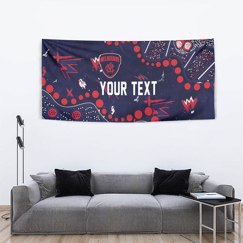 Personalized Melbourne Demons Tapestry Aboriginal Pattern with Graffiti Style