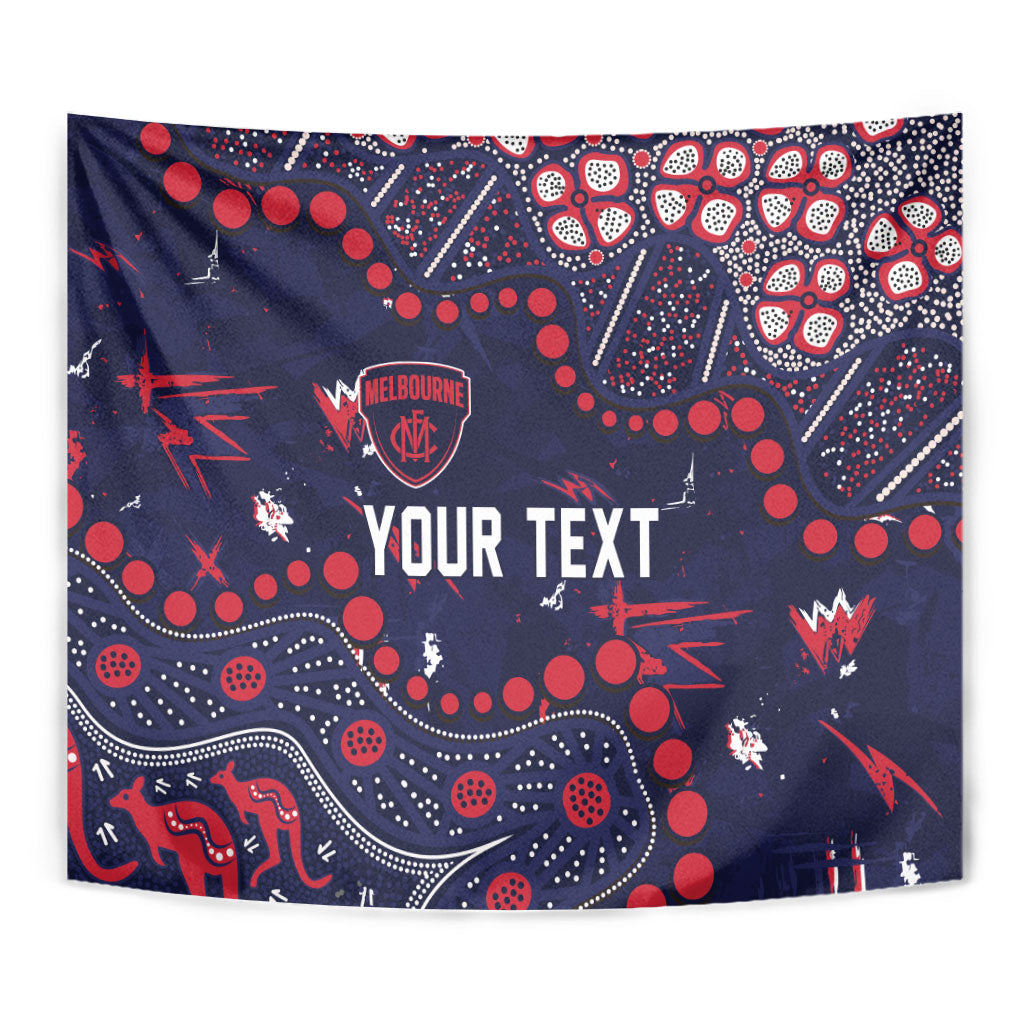 Personalized Melbourne Demons Tapestry Aboriginal Pattern with Graffiti Style