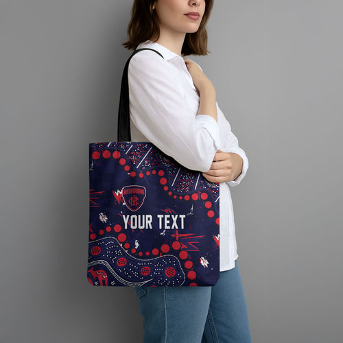 Personalized Melbourne Demons Tote Bag Aboriginal Pattern with Graffiti Style