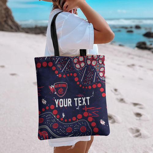 Personalized Melbourne Demons Tote Bag Aboriginal Pattern with Graffiti Style