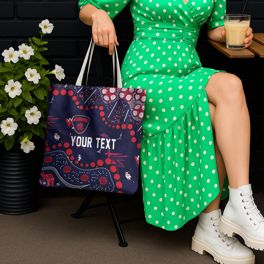 Personalized Melbourne Demons Tote Bag Aboriginal Pattern with Graffiti Style