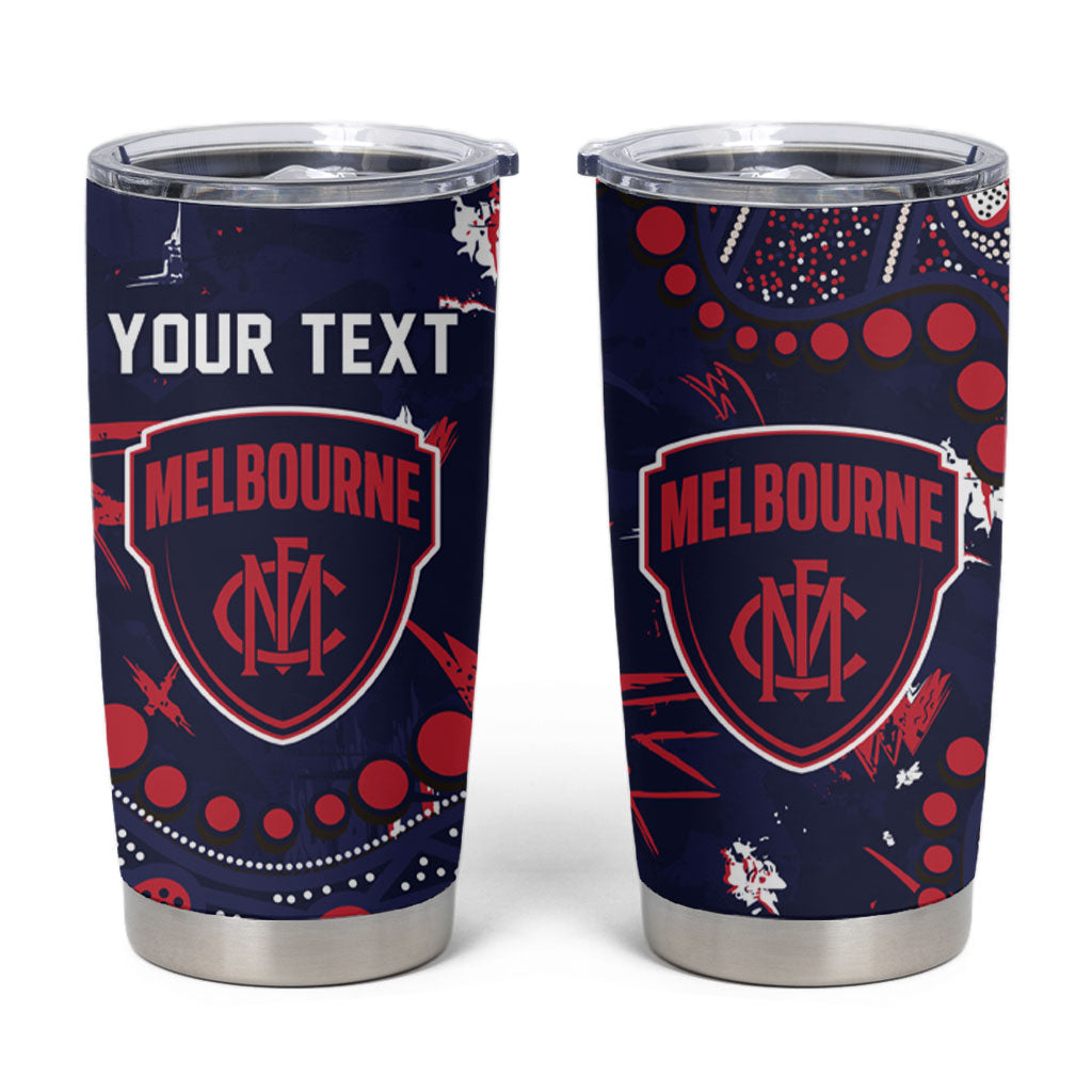 Personalized Melbourne Demons Tumbler Cup Aboriginal Pattern with Graffiti Style