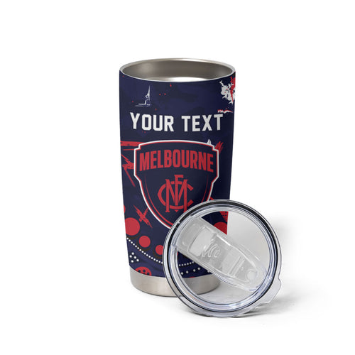 Personalized Melbourne Demons Tumbler Cup Aboriginal Pattern with Graffiti Style