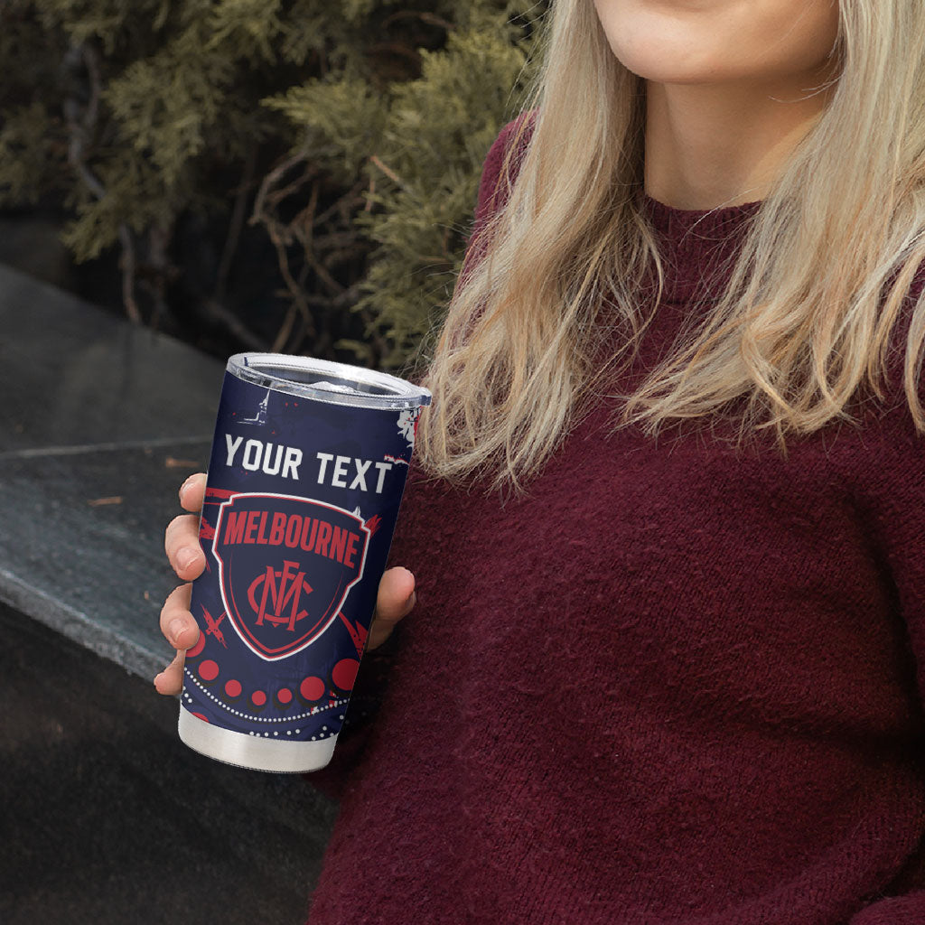 Personalized Melbourne Demons Tumbler Cup Aboriginal Pattern with Graffiti Style