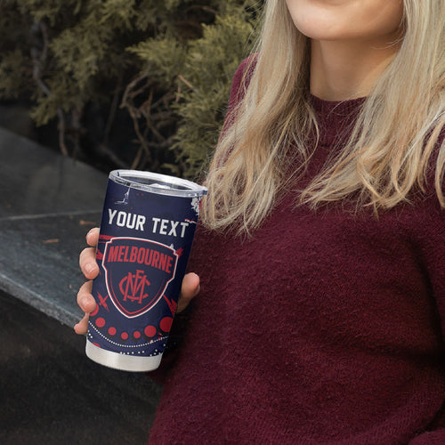 Personalized Melbourne Demons Tumbler Cup Aboriginal Pattern with Graffiti Style