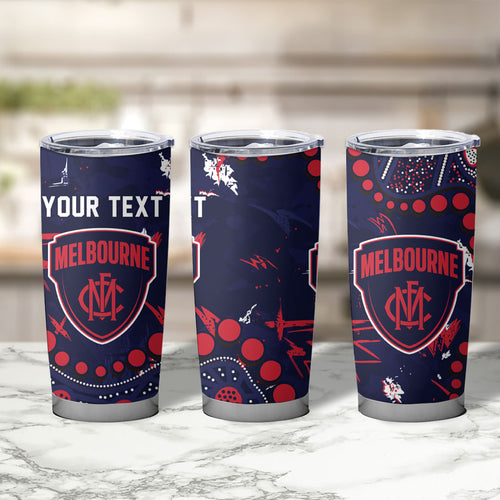 Personalized Melbourne Demons Tumbler Cup Aboriginal Pattern with Graffiti Style