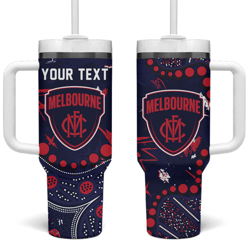 Personalized Melbourne Demons Tumbler With Handle Aboriginal Pattern with Graffiti Style