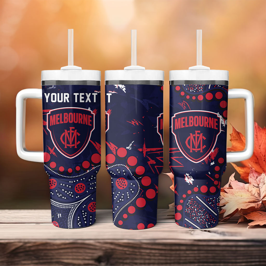 Personalized Melbourne Demons Tumbler With Handle Aboriginal Pattern with Graffiti Style