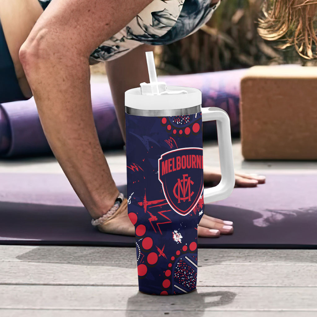 Personalized Melbourne Demons Tumbler With Handle Aboriginal Pattern with Graffiti Style