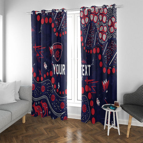 Personalized Melbourne Demons Window Curtain Aboriginal Pattern with Graffiti Style