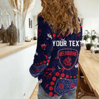 Personalized Melbourne Demons Women Casual Shirt Aboriginal Pattern with Graffiti Style