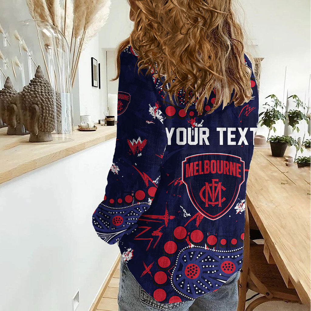 Personalized Melbourne Demons Women Casual Shirt Aboriginal Pattern with Graffiti Style