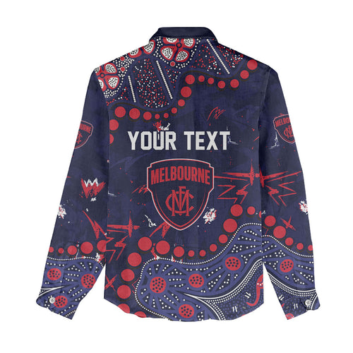 Personalized Melbourne Demons Women Casual Shirt Aboriginal Pattern with Graffiti Style