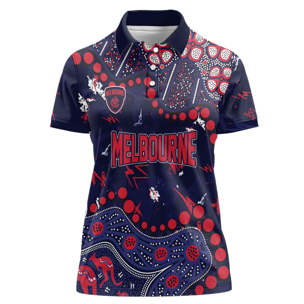 Personalized Melbourne Demons Women Polo Shirt Aboriginal Pattern with Graffiti Style