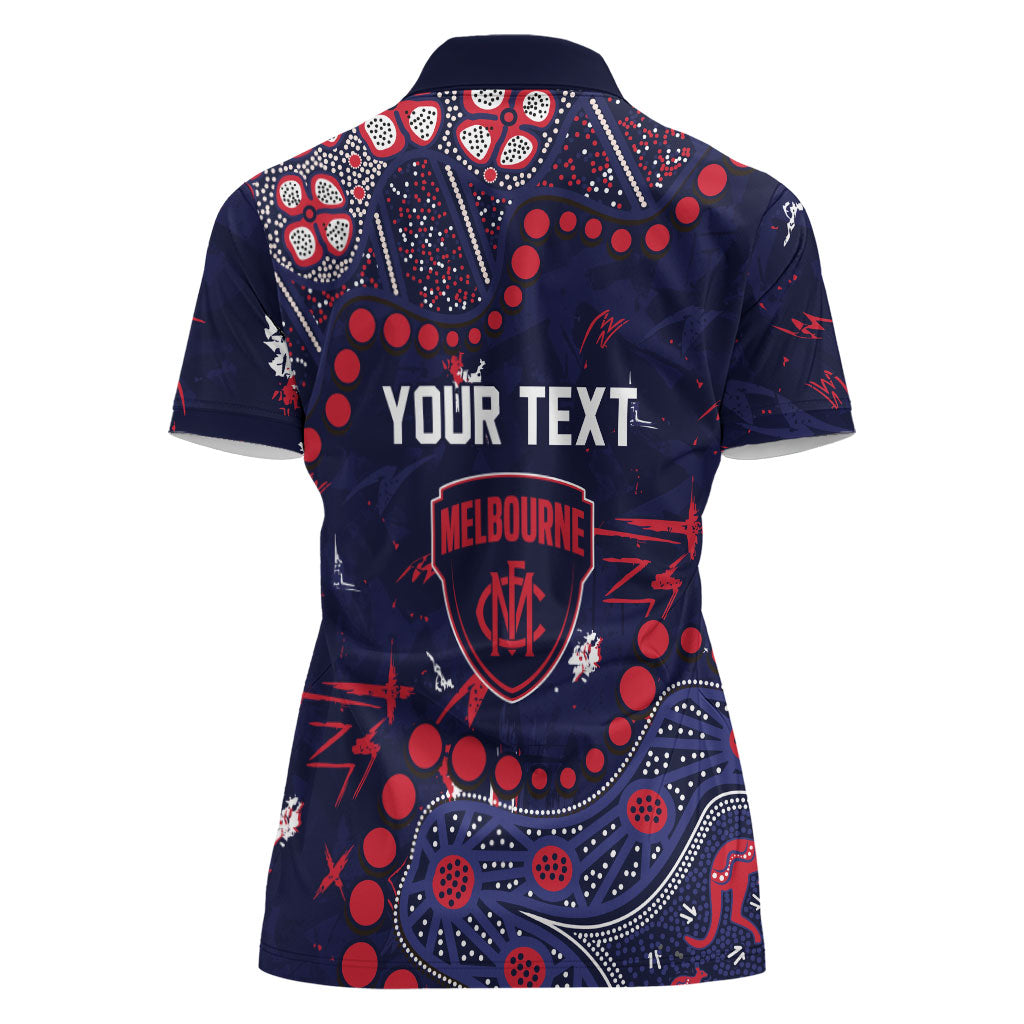Personalized Melbourne Demons Women Polo Shirt Aboriginal Pattern with Graffiti Style