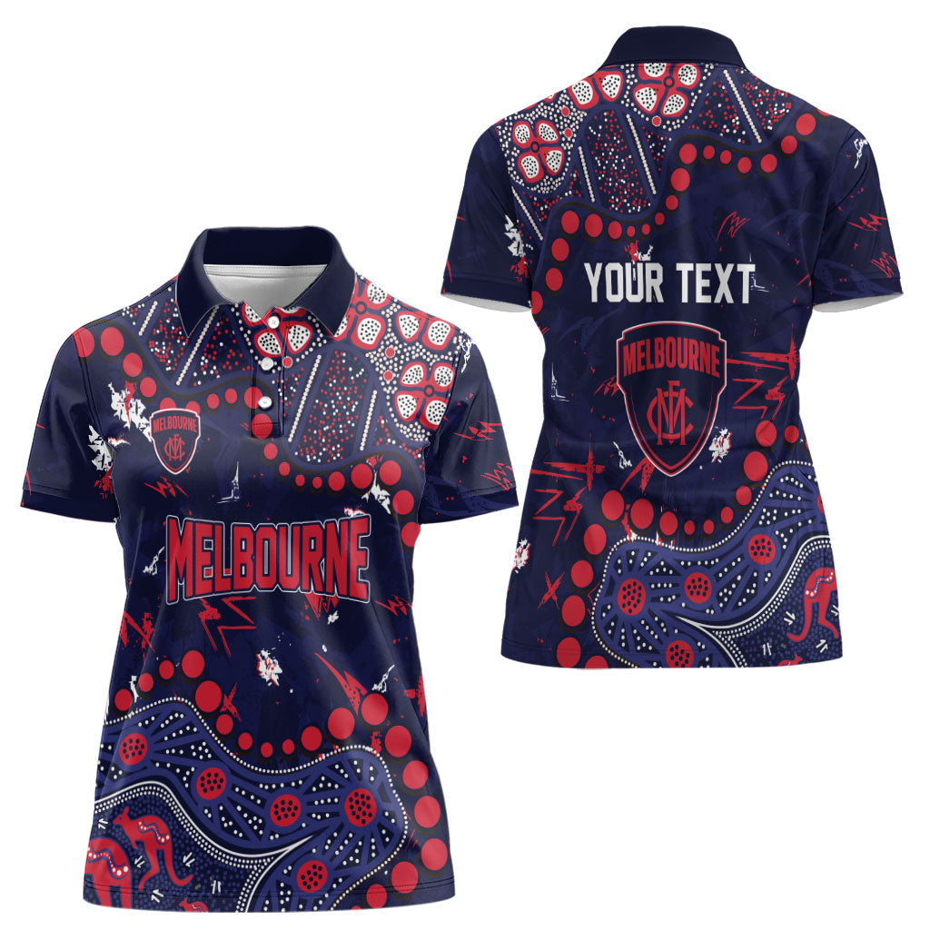 Personalized Melbourne Demons Women Polo Shirt Aboriginal Pattern with Graffiti Style