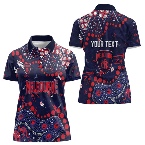 Personalized Melbourne Demons Women Polo Shirt Aboriginal Pattern with Graffiti Style