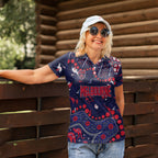 Personalized Melbourne Demons Women Polo Shirt Aboriginal Pattern with Graffiti Style
