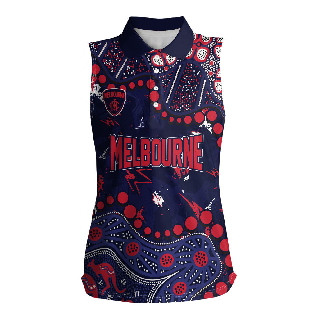 Personalized Melbourne Demons Women Sleeveless Polo Shirt Aboriginal Pattern with Graffiti Style