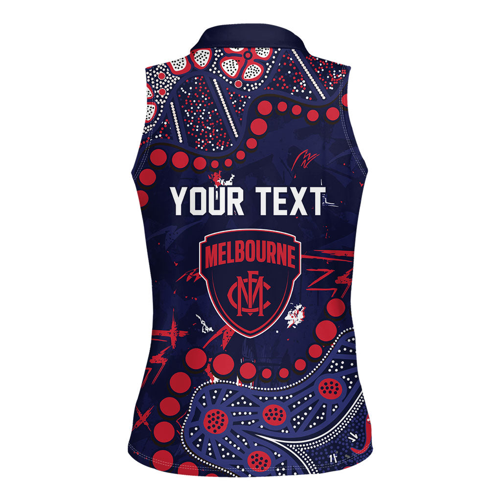 Personalized Melbourne Demons Women Sleeveless Polo Shirt Aboriginal Pattern with Graffiti Style