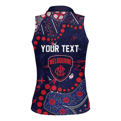 Personalized Melbourne Demons Women Sleeveless Polo Shirt Aboriginal Pattern with Graffiti Style