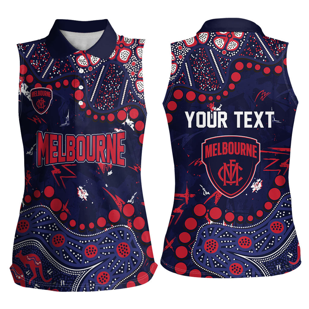 Personalized Melbourne Demons Women Sleeveless Polo Shirt Aboriginal Pattern with Graffiti Style