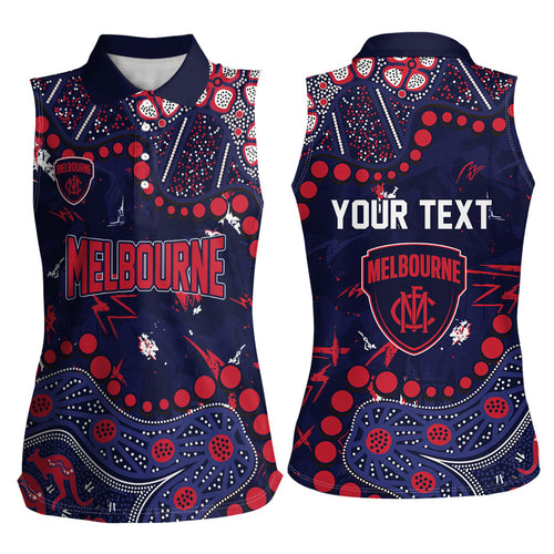 Personalized Melbourne Demons Women Sleeveless Polo Shirt Aboriginal Pattern with Graffiti Style