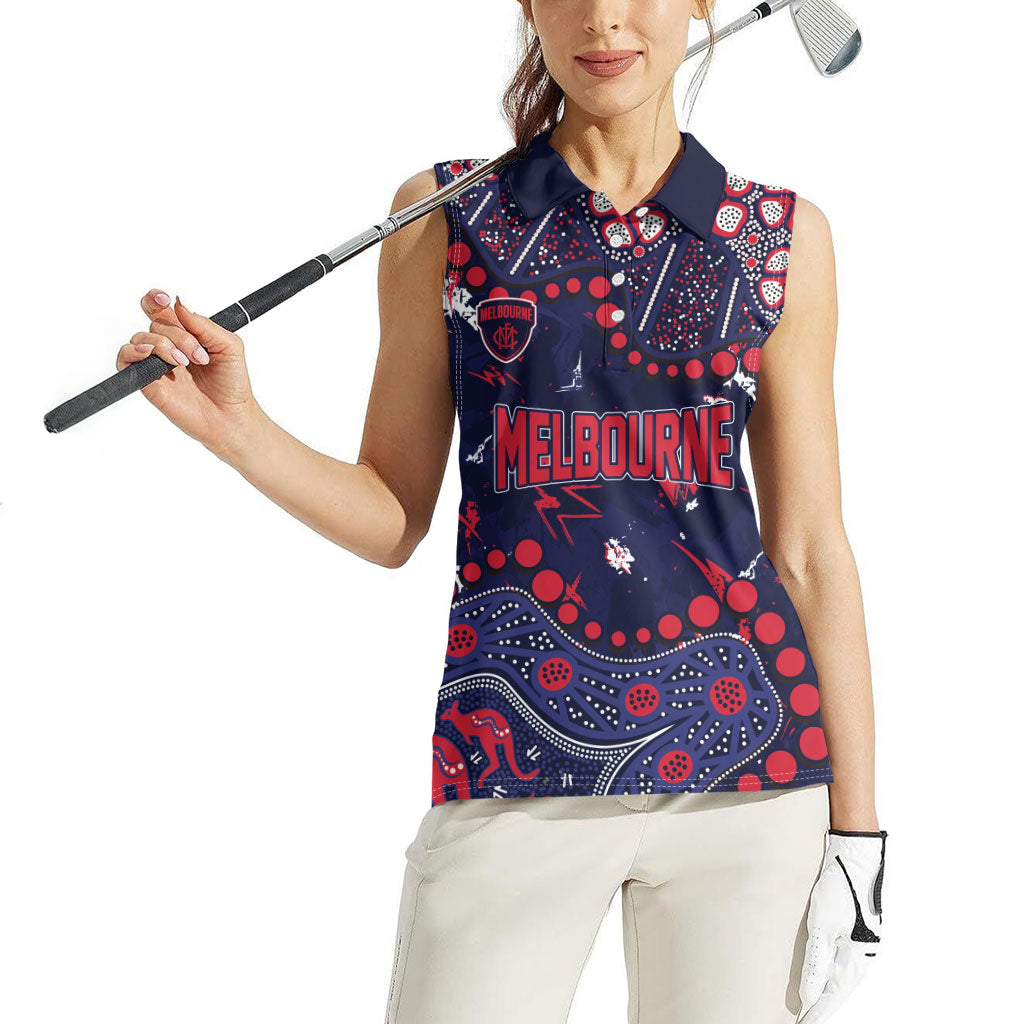 Personalized Melbourne Demons Women Sleeveless Polo Shirt Aboriginal Pattern with Graffiti Style