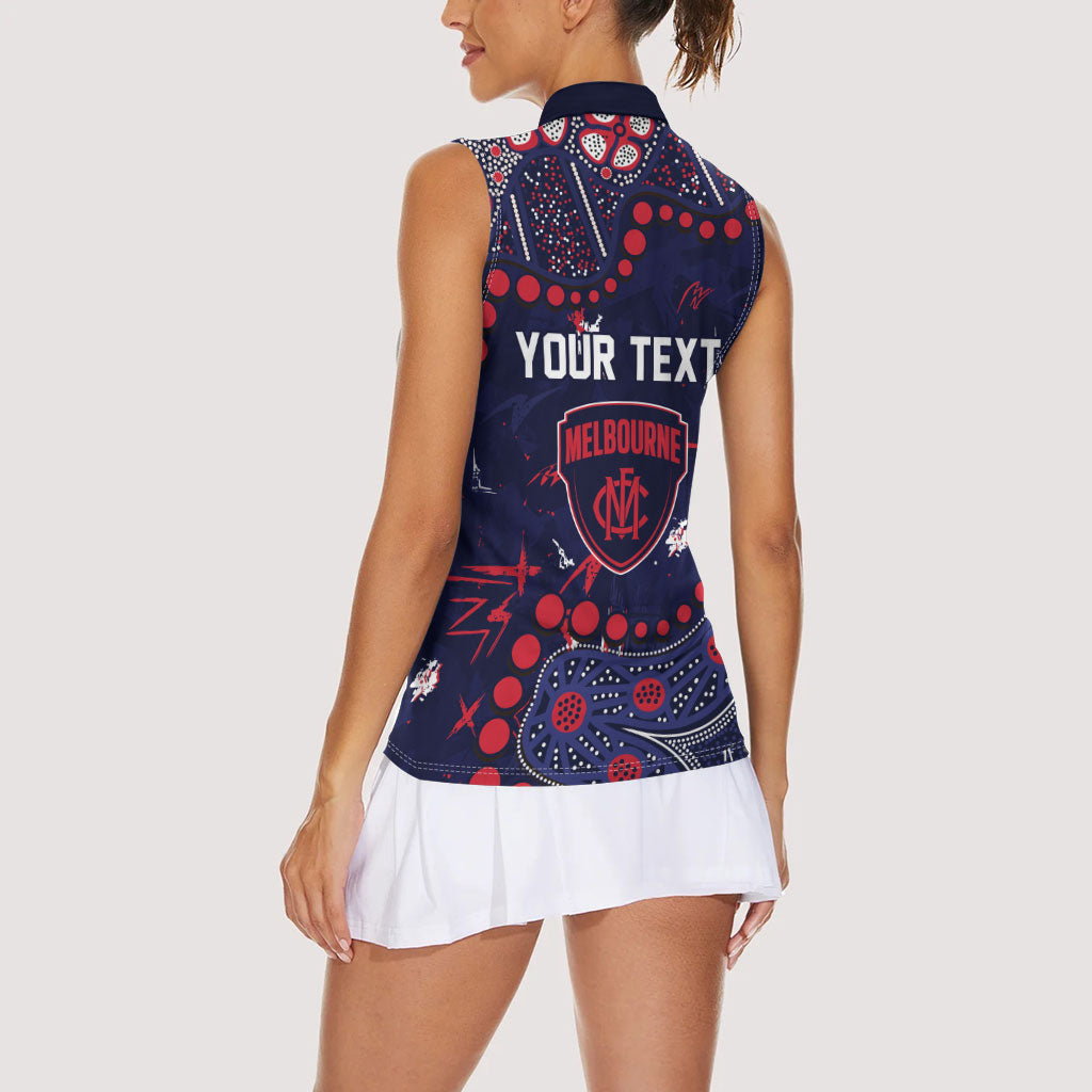 Personalized Melbourne Demons Women Sleeveless Polo Shirt Aboriginal Pattern with Graffiti Style