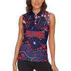Personalized Melbourne Demons Women Sleeveless Polo Shirt Aboriginal Pattern with Graffiti Style