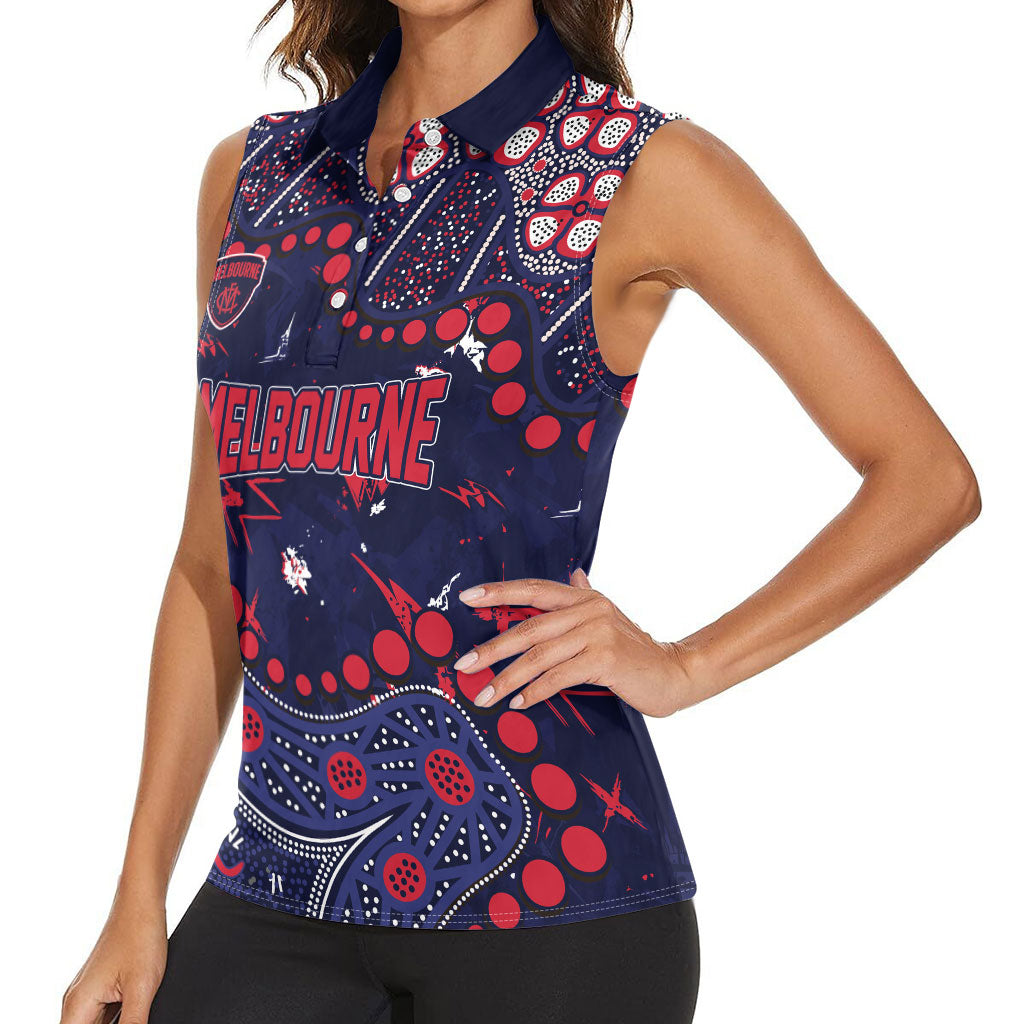 Personalized Melbourne Demons Women Sleeveless Polo Shirt Aboriginal Pattern with Graffiti Style