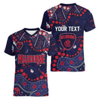 Personalized Melbourne Demons Women V-Neck T-Shirt Aboriginal Pattern with Graffiti Style