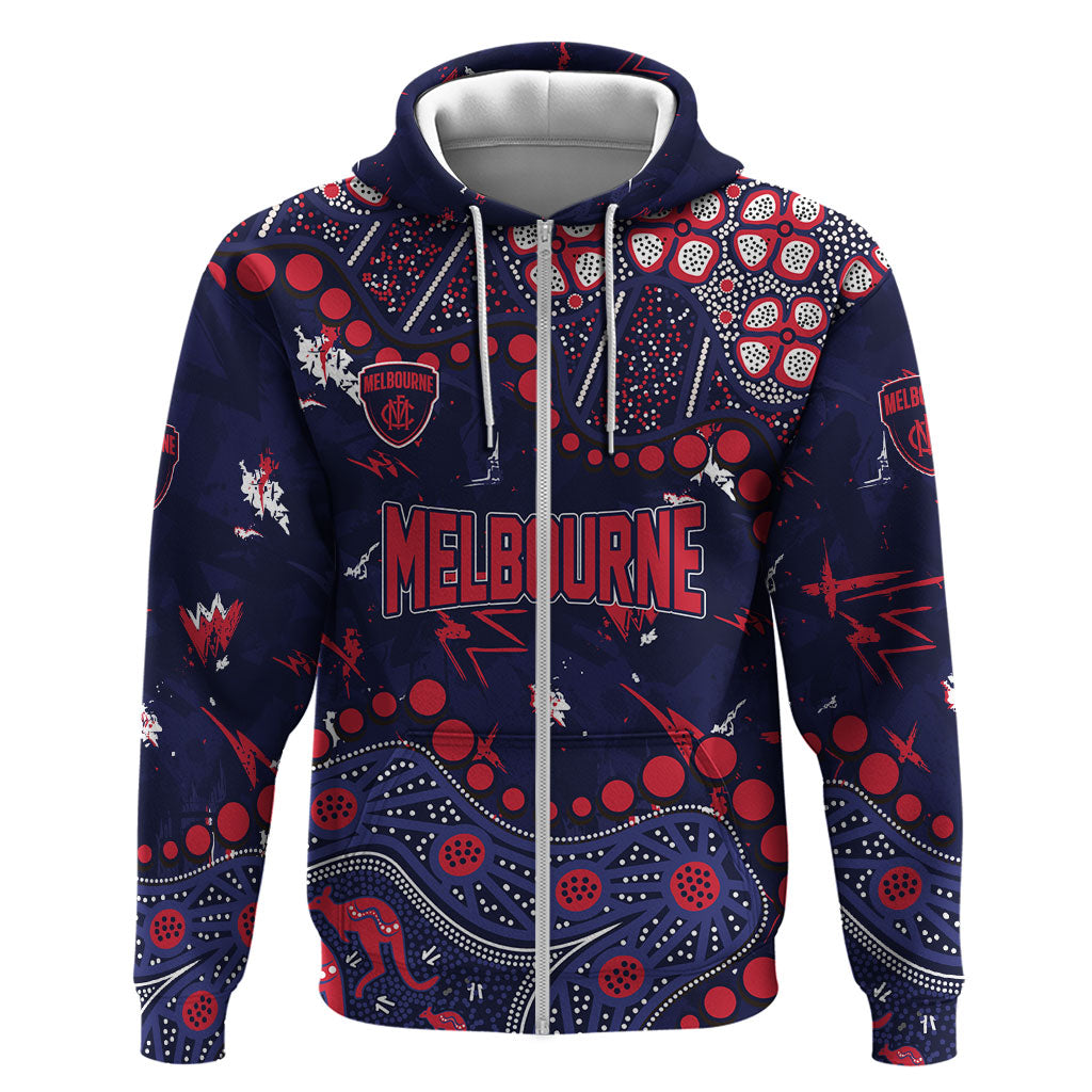 Personalized Melbourne Demons Zip Hoodie Aboriginal Pattern with Graffiti Style